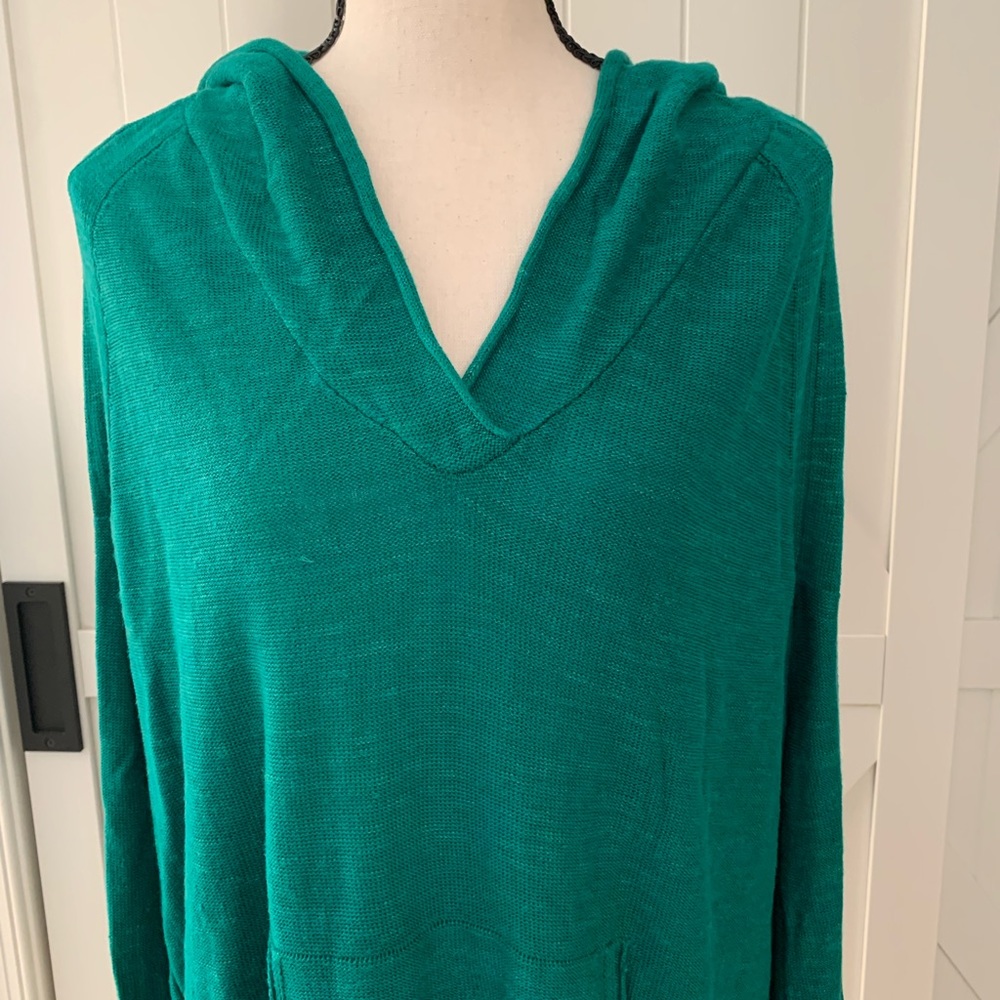 Women's Free People Green Hooded Sweater Size Medium - Picture 2 of 4